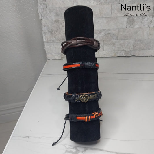 Leather Bracelets for Men or Women 4 Pieces Set Pulseras para hombres o Mujeres Set BR0012-4