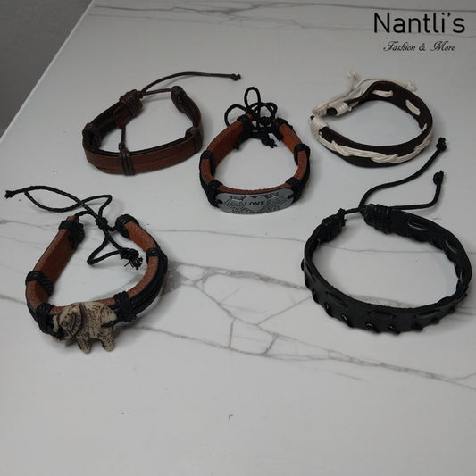 Leather Bracelets for Men or Women 5 Pieces Set Pulseras para hombres o Mujeres Set BR0016-5