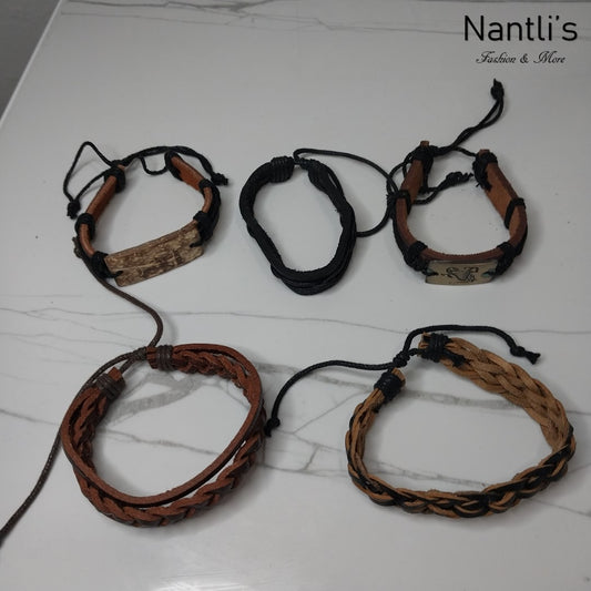 Leather Bracelets for Men or Women 5 Pieces Set Pulseras para hombres o Mujeres Set BR0018-5