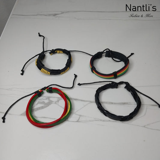 Leather Bracelets for Men or Women 4 Pieces Set Pulseras para hombres o Mujeres Set BR0019-4