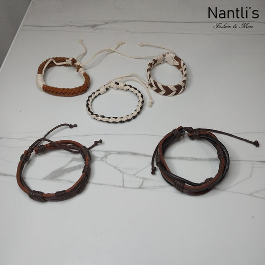 Leather Bracelets for Men or Women 5 Pieces Set Pulseras para hombres o Mujeres Set BR0022-5