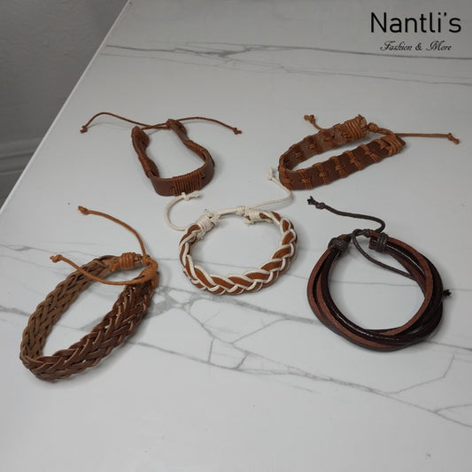 Leather Bracelets for Men or Women 5 Pieces Set Pulseras para hombres o Mujeres Set BR0024-5