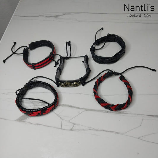 Leather Bracelets for Men or Women 5 Pieces Set Pulseras para hombres o Mujeres Set BR0026-5