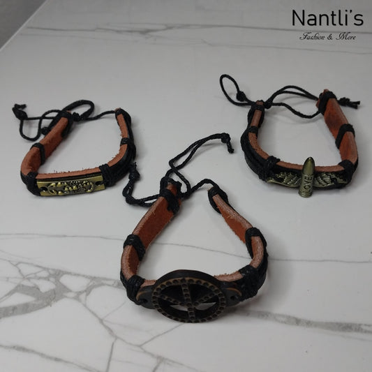 Leather Bracelets for Men or Women 3 Pieces Set Pulseras para hombres o Mujeres Set BR0027-3