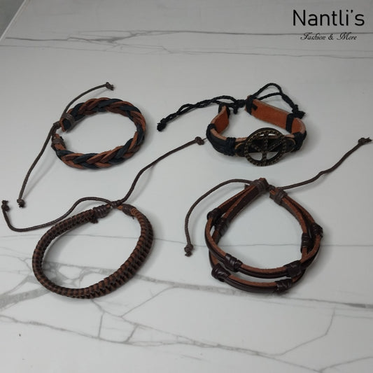 Leather Bracelets for Men or Women 4 Pieces Set Pulseras para hombres o Mujeres Set BR0028-4