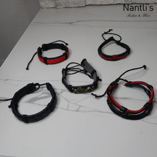 Leather Bracelets for Men or Women 5 Pieces Set Pulseras para hombres o Mujeres Set BR0030-5