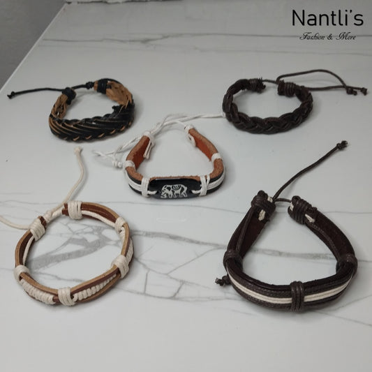 Leather Bracelets for Men or Women 5 Pieces Set Pulseras para hombres o Mujeres Set BR0031-5