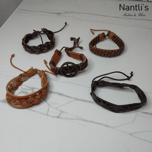Leather Bracelets for Men or Women 5 Pieces Set Pulseras para hombres o Mujeres Set BR0032-5