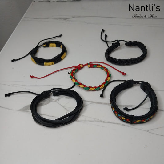 Leather Bracelets for Men or Women 5 Pieces Set Pulseras para hombres o Mujeres Set BR0034-5
