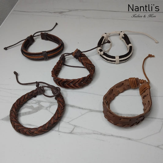 Leather Bracelets for Men or Women 5 Pieces Set Pulseras para hombres o Mujeres Set BR0035-5