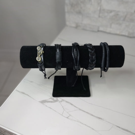 Leather Bracelets for Men or Women 5 Pieces Set Pulseras para hombres o Mujeres Set BR0037-5