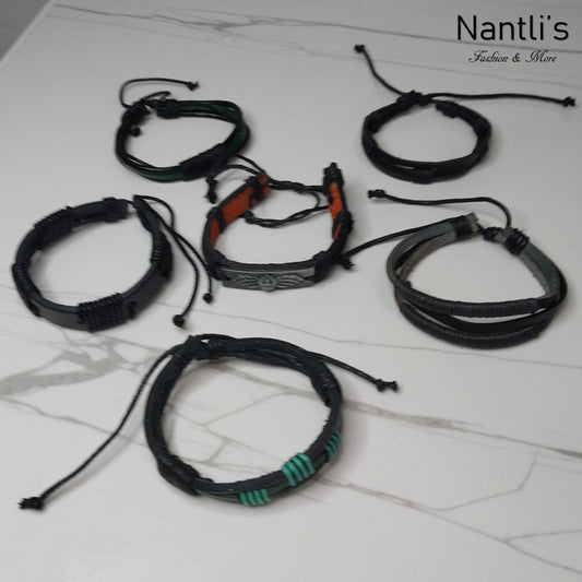 Leather Bracelets for Men or Women 6 Pieces Set Pulseras para hombres o Mujeres Set BR0038-6