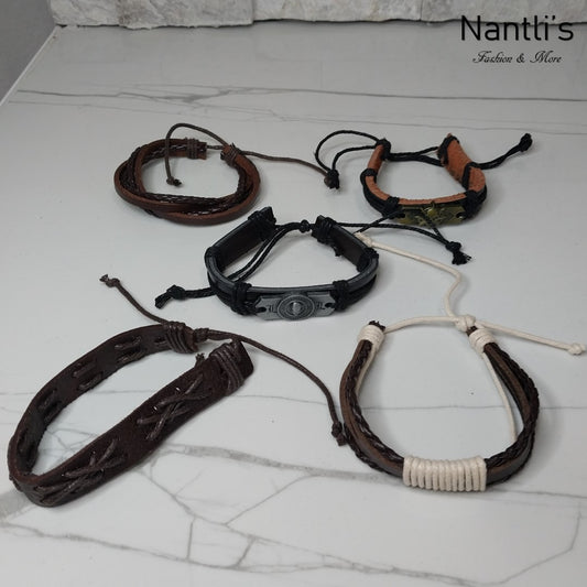 Leather Bracelets for Men or Women 5 Pieces Set Pulseras para hombres o Mujeres Set BR0039-5