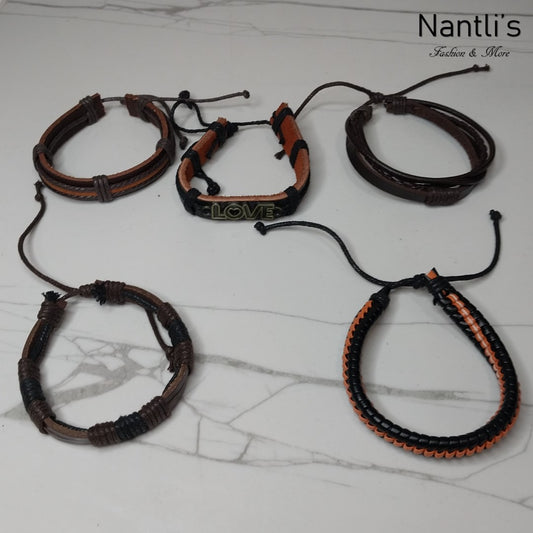 Leather Bracelets for Men or Women 5 Pieces Set Pulseras para hombres o Mujeres Set BR0041-5