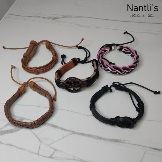 Leather Bracelets for Men or Women 5 Pieces Set Pulseras para hombres o Mujeres Set BR0043-5