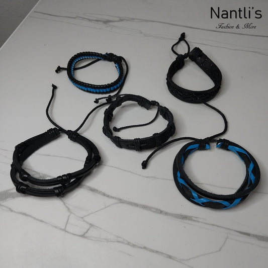 Leather Bracelets for Men or Women 5 Pieces Set Pulseras para hombres o Mujeres Set BR0044-5