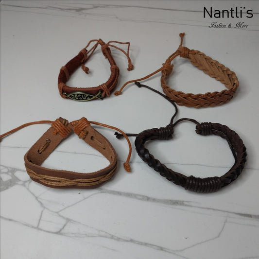 Leather Bracelets for Men or Women 4 Pieces Set Pulseras para hombres o Mujeres Set BR0045-4