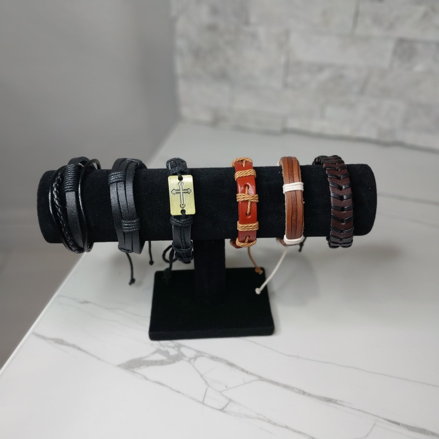 Leather Bracelets for Men or Women 6 Pieces Set Pulseras para hombres o Mujeres BR0046-6