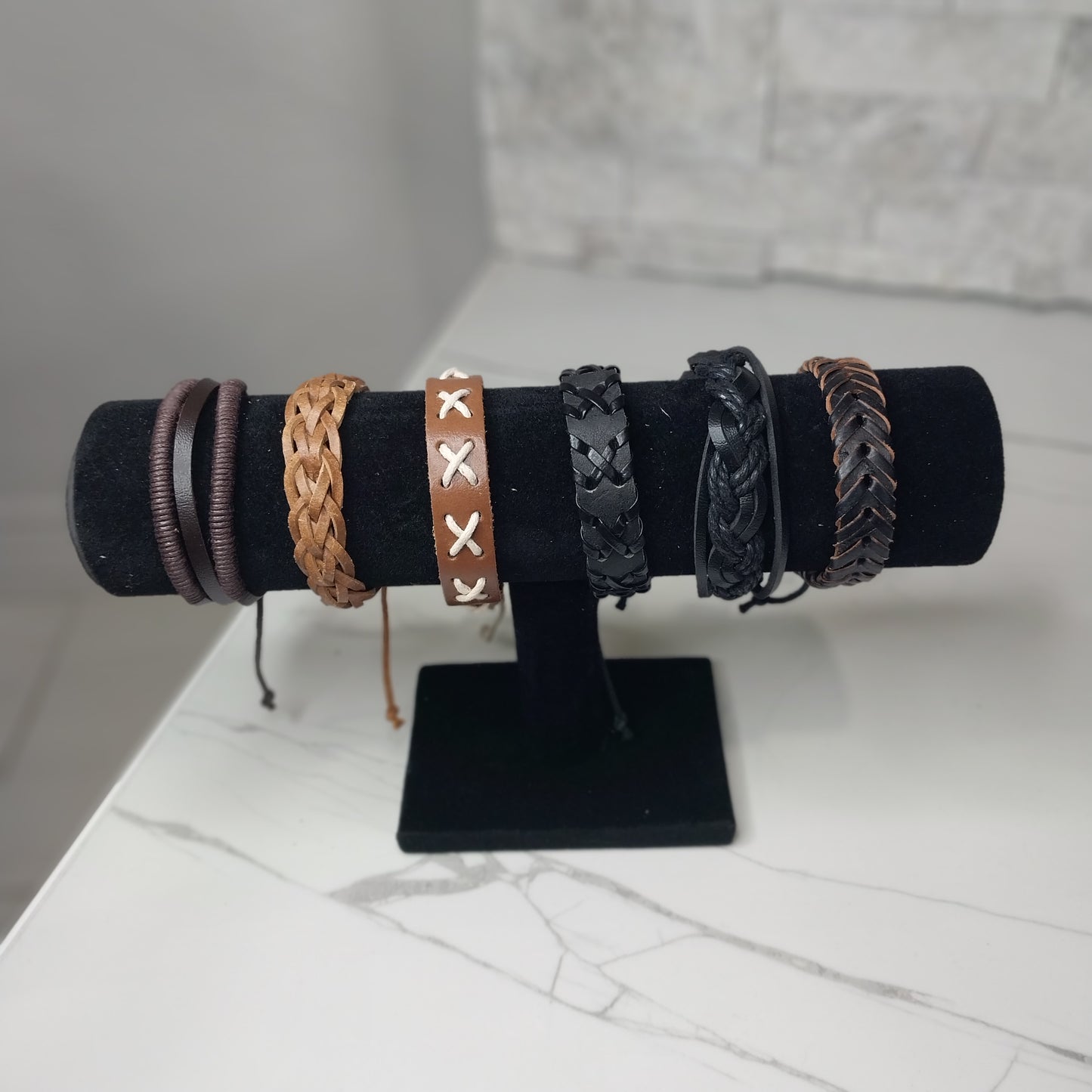 Leather Bracelets for Men or Women 6 Pieces Set Pulseras para hombres o Mujeres BR0047-6