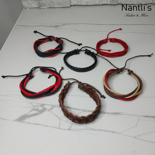 Leather Bracelets for Men or Women 6 Pieces Set Pulseras para hombres o Mujeres Set BR0049-6