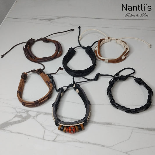 Leather Bracelets for Men or Women 6 Pieces Set Pulseras para hombres o Mujeres Set BR0050-6