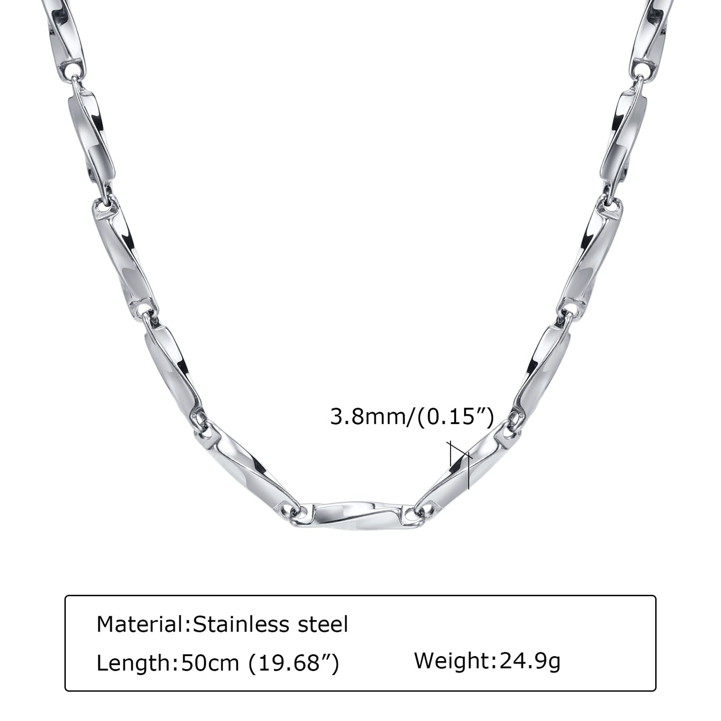 Collar para Hombre o Mujer Mobius Chain Necklaces for Men specs