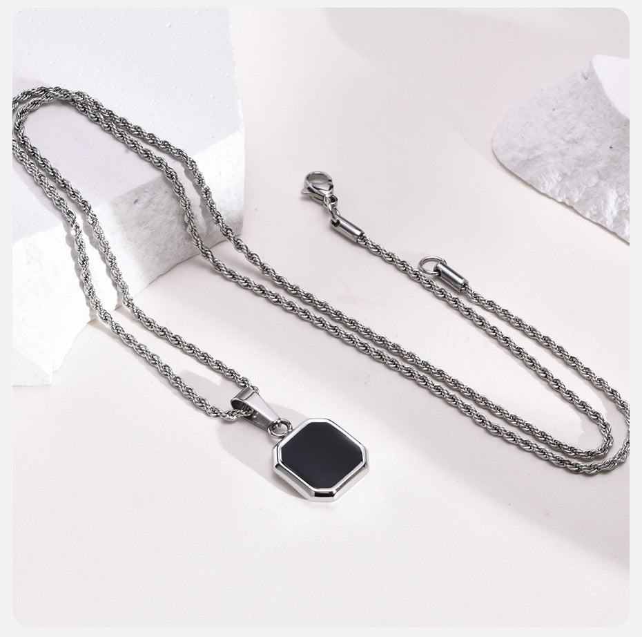 2pcs Necklaces Set for Men Pendiente y Collar para Hombre pendant and necklace