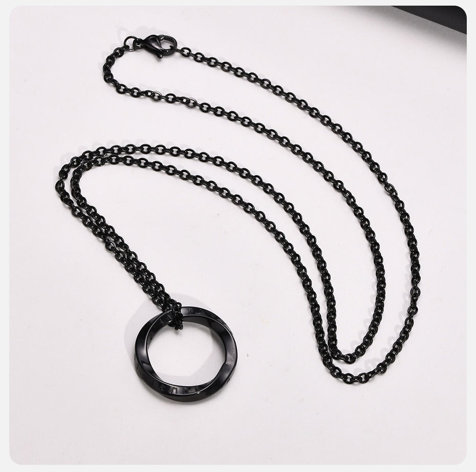 Pendiente y Collar para Hombre o Mujer New Trendy Norse Viking Necklaces for Men black color round pendant theme