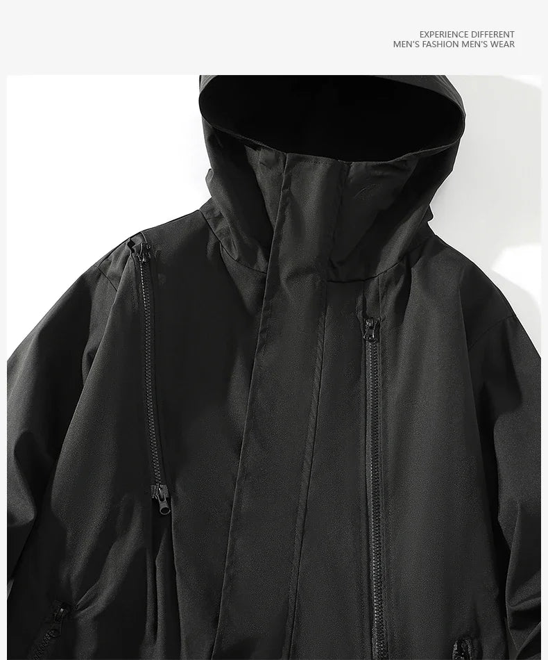 Chamarra para Hombres Men's Outdoor Jacket Casual Fashion Stylish Zipper Hooded Jackets Solid Color Simple Style Climbing Camping Outwear Autumn New