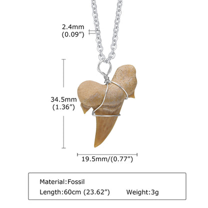 Pendiente y Collar para Hombre Rock Punk Shark Tooth Necklaces for Men, Unique Natural Stone Animal Teeth Pendant Collar Gift Jewelry to Male Boy