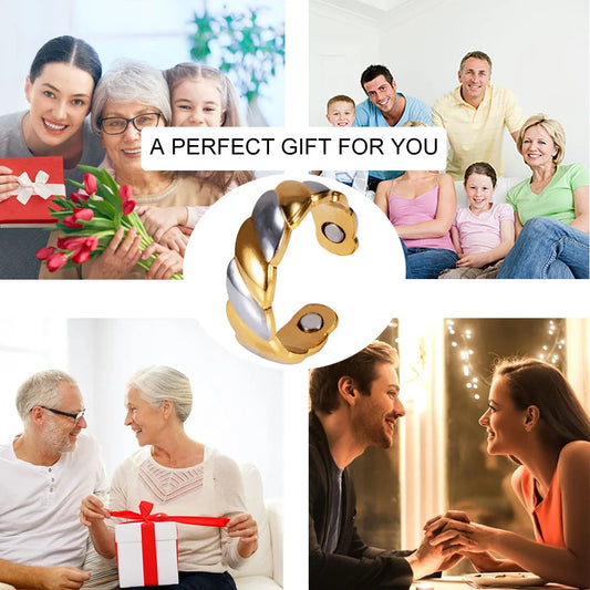 Anillo para Hombres o Mujeres Ring for Men or Women Pure Copper Magnetic Rings Women Big Size Adjustable Gold-color 6.7mm Cuff Bands Resizable Finger Rings