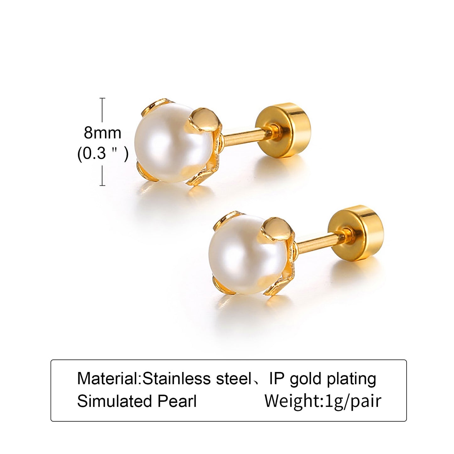 Aretes para mujeres Simple Basic Stud Earrings for Women Men, Stainless Steel with Simulated Pearl Earrings, Casual Girl Boy Street Ear Jewelry