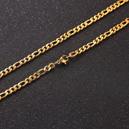 3D Vertical Bar Necklaces for Men golden color Pendiente y Collar para Hombre