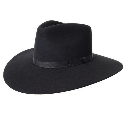 TM-WD0561 Black wide-brimmed hat with a ribbon on a white background