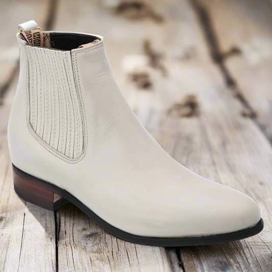TM-WD11-0704 Ivory - Botines Charros para Hombres / Men's Paddock Boots / Charro Boots / Chelsea Boots