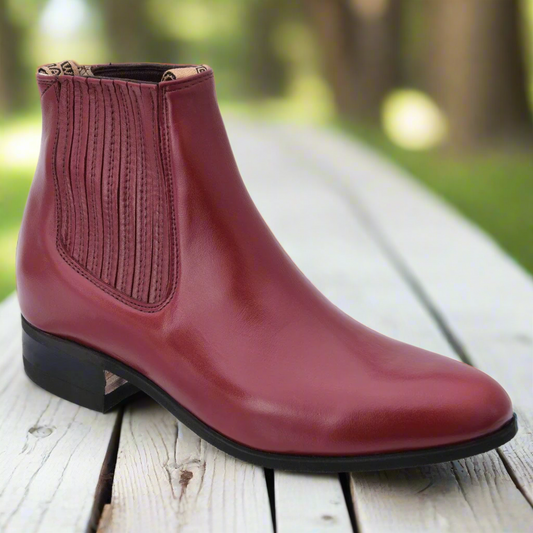 TM-WD11-0706 Wine - Botines Charros para Hombres / Men's Paddock Boots / Charro Boots / Chelsea Boots