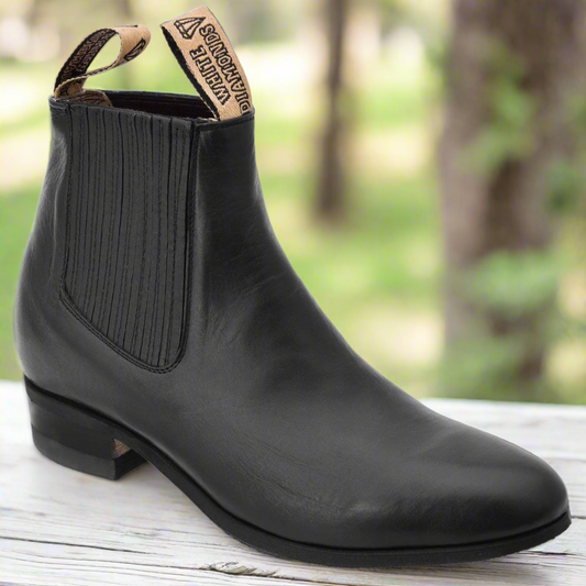 TM-WD11-0707 Black - Botines Charros para Hombres / Men's Paddock Boots / Charro Boots / Chelsea Boots