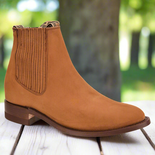 TM-WD11-0719 Light Brown (Nubuck) - Botines Charros para Hombres / Men's Paddock Boots / Charro Boots / Chelsea Boots