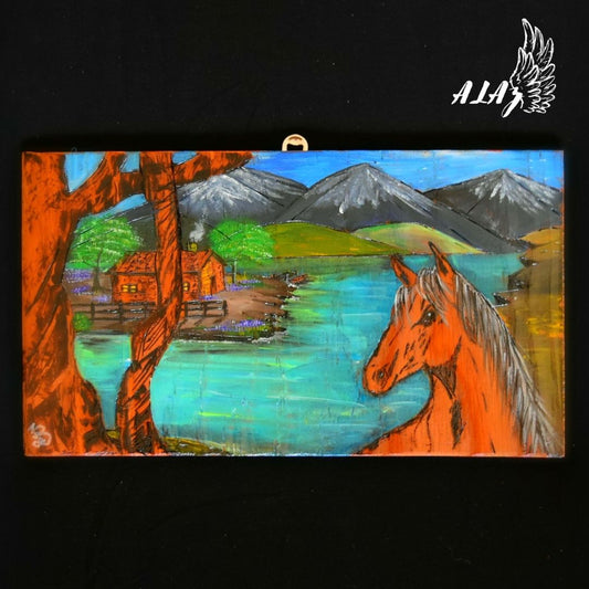 My perfect place Acrylic painting and Pyrography artwork