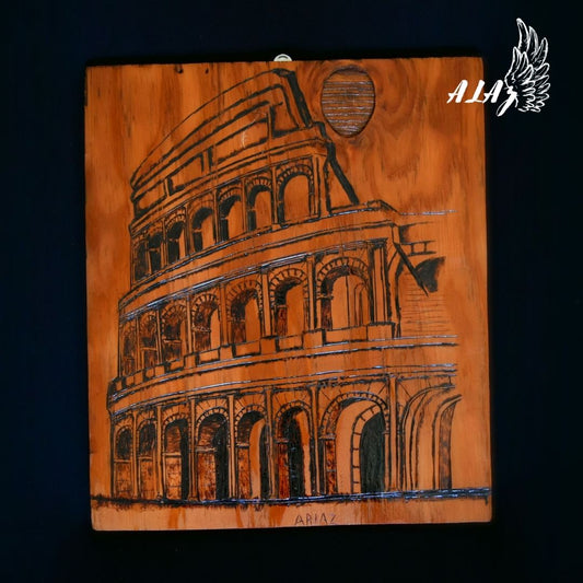 The Roman Colosseum Pyrography artwork by Mateo Ariaz