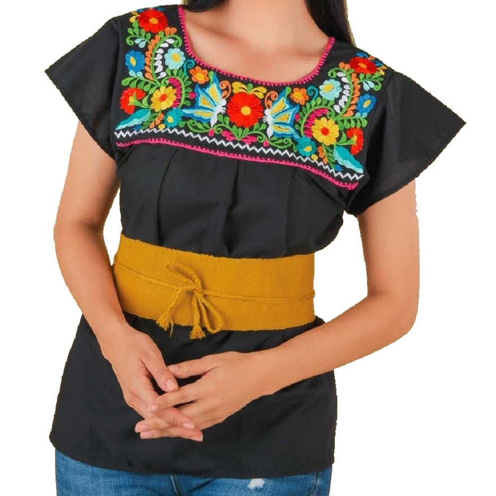 Blusa Bordada TM-77325 Black Embroidered Blouse
