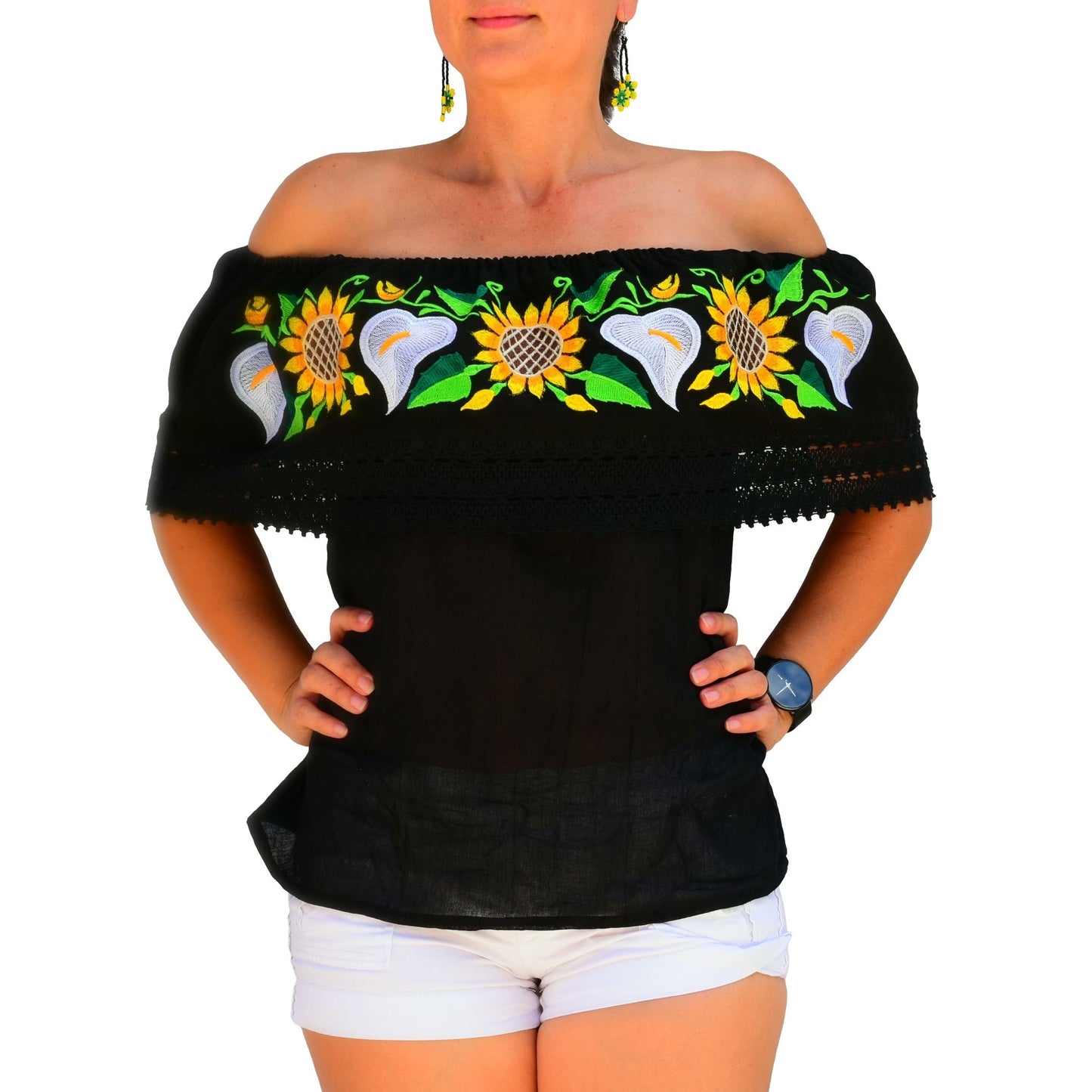Blusa Bordada TM-77502 Black Embroidered Blouse