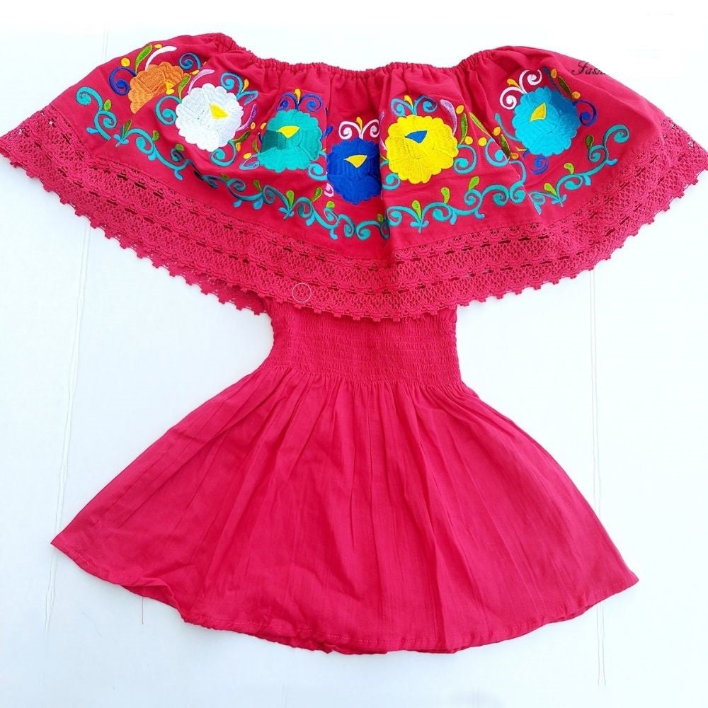 Blusa Bordada TM-77508 Fuchsia Embroidered Blouse