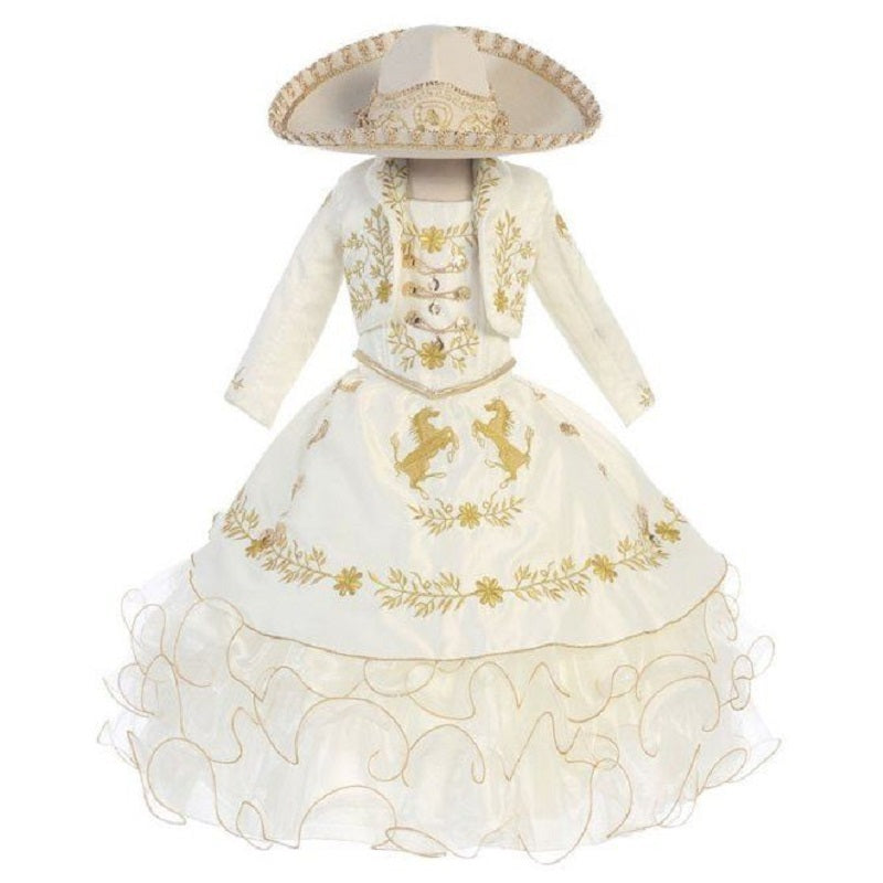 Traje Charro de Niña TM-76221 Beige - Charro Suit for Girls