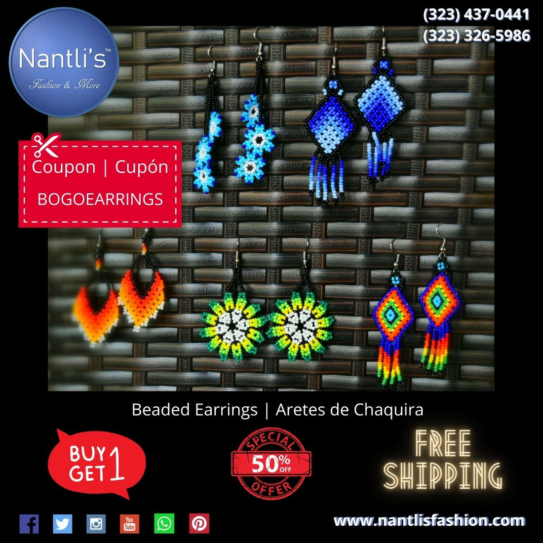 BOGO - Aretes de Chaquira - Beaded Earrings