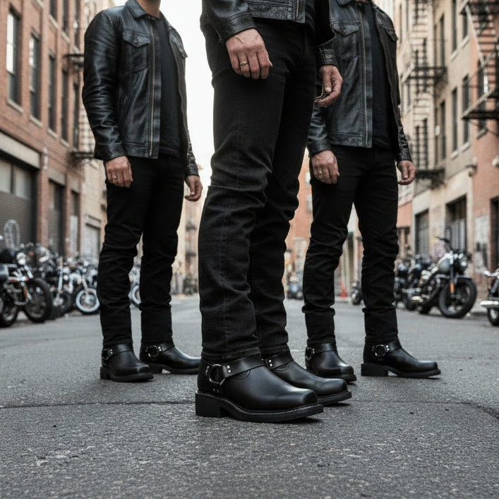 Biker Style Work Boots BA-122 Black Botas de trabajo vaqueras