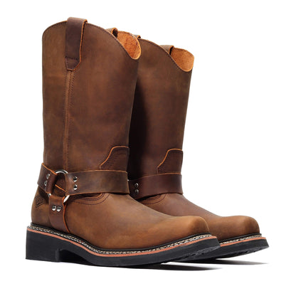 Biker Style Work Boots BA-122 Crazy Brown Botas de trabajo vaqueras