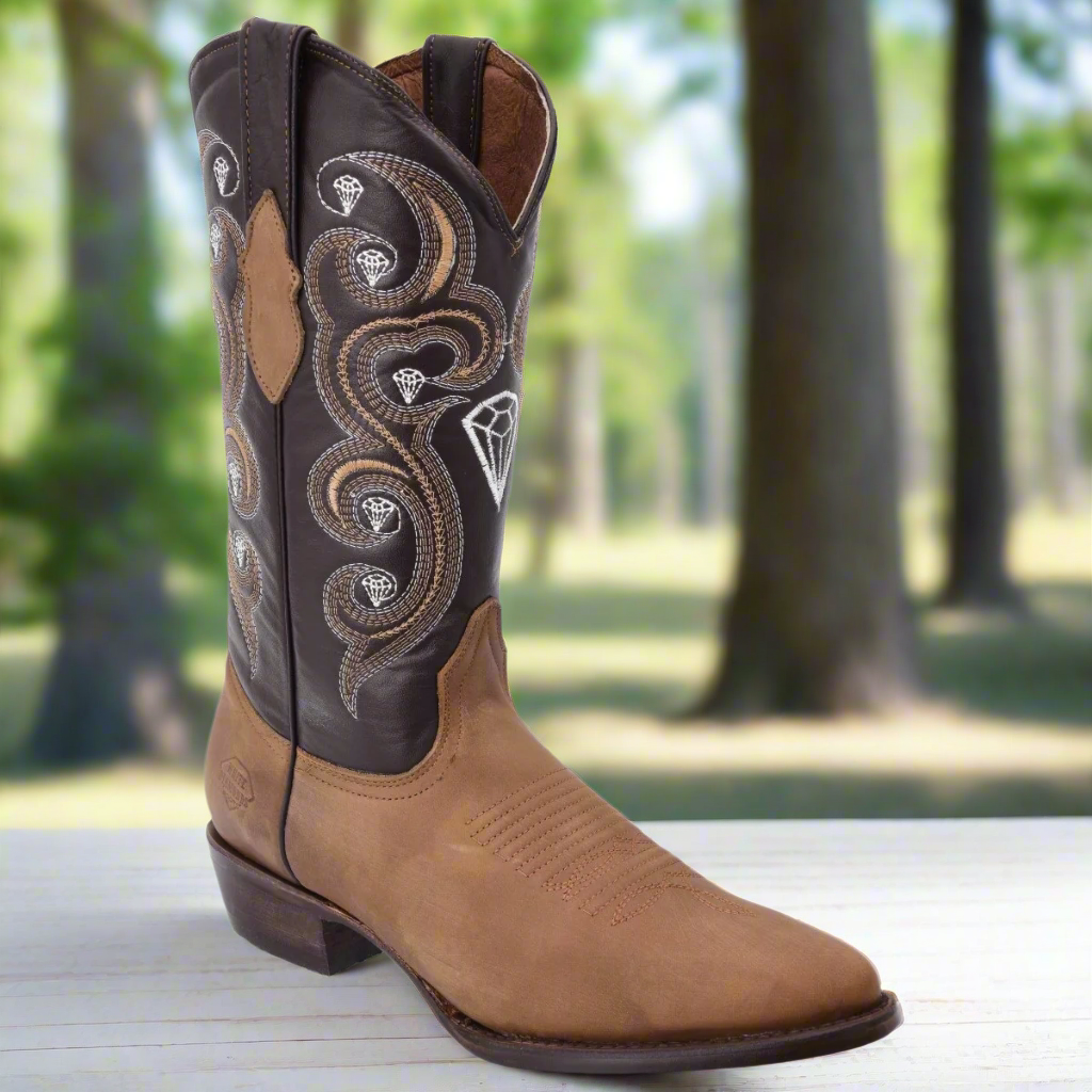 Botas Men toe boots light brown cowboy boots mens