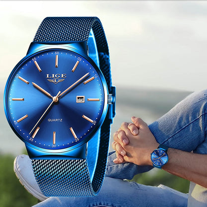 Reloj para Hombre Mens Watches Man Fashion Blue Quartz Wrist Watch Sport Waterproof Watch For Men Relogio Masculino