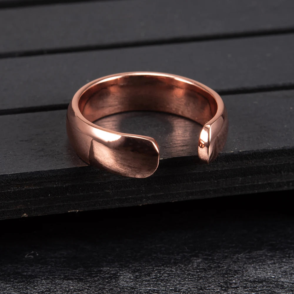 Anillo para Hombres o Mujeres Ring for Men or Women Pure Copper Rings Magnetic 6mm Adjustable Open Cuff Finger Rings